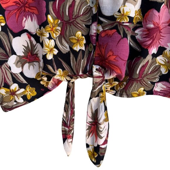 Twyla & Blu II Vintage Womens Floral Button-Up Tie Front Cropped Blouse Shirt 2X - Picture 6 of 10